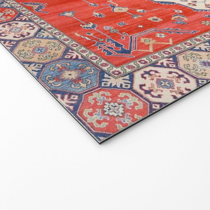 North And South Vine Red Medallion Kazak Persian Rug Welcome Mat Gallery Image 2