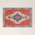 North And South Vine Red Medallion Kazak Persian Rug Welcome Mat Gallery Image 1