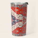 North And South Vine Red Medallion Kazak Persian Rug Travel Mug Gallery Image 2