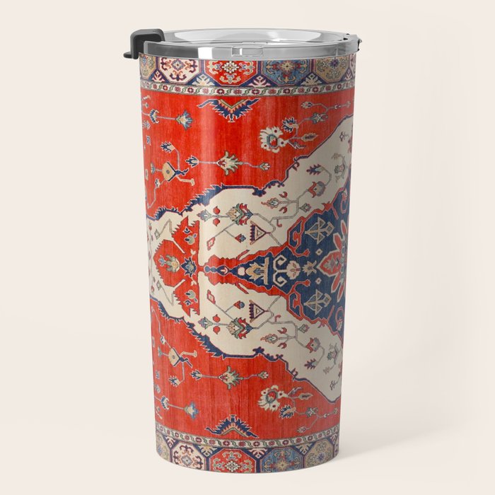 North And South Vine Red Medallion Kazak Persian Rug Travel Mug Gallery Image 3