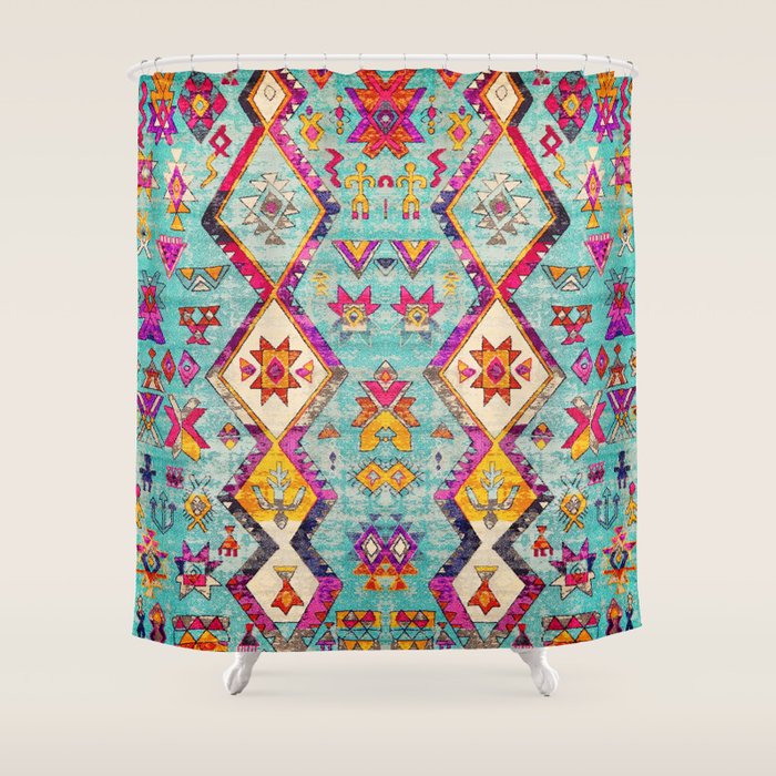 N178 - Antique Oriental Traditional Berber Bohemian Moroccan Style  Shower Curtain Gallery Image 1