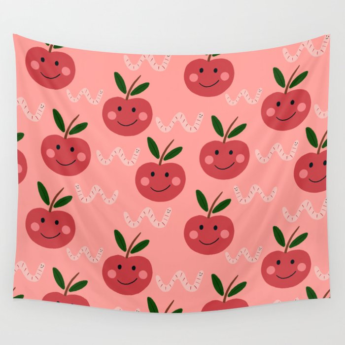Happy Apple  Wall Tapestry Gallery Image 1