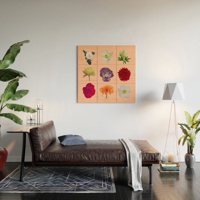 sunshine orange flower collage Wood Wall Art Gallery Image 2