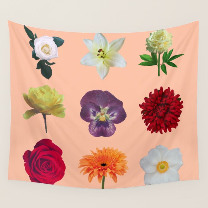 sunshine orange flower collage Wall Tapestry Gallery Image 4