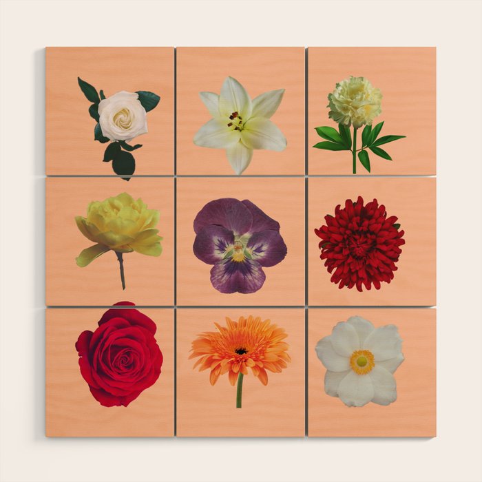 sunshine orange flower collage Wood Wall Art Gallery Image 1