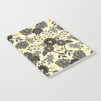 Gray, Black, Cream, Yellow & Red Sophisticated Floral Pattern Notebook Gallery Image 2