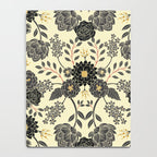 Gray, Black, Cream, Yellow & Red Sophisticated Floral Pattern Notebook Gallery Image 4
