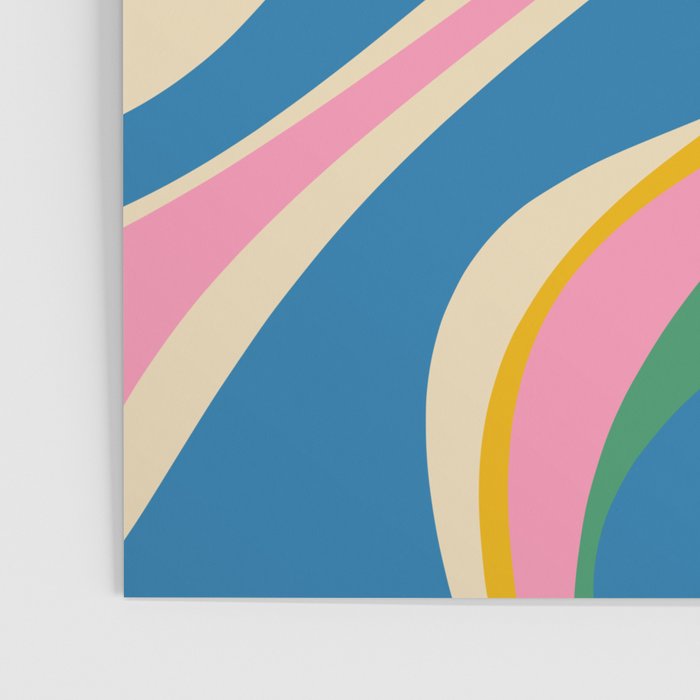 Trippy Dream Retro Pop Bright and Colourful Abstract Pattern Blue Pink Mustard Green Poster Gallery Image 3