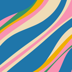 Trippy Dream Retro Pop Bright and Colourful Abstract Pattern Blue Pink Mustard Green Coffee Mug Gallery Image 2