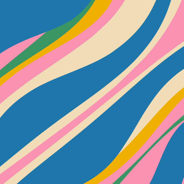 Trippy Dream Retro Pop Bright and Colourful Abstract Pattern Blue Pink Mustard Green Coffee Mug Gallery Image 2