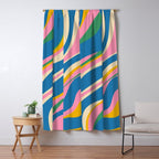 Trippy Dream Retro Pop Bright and Colourful Abstract Pattern Blue Pink Mustard Green Window Curtain Gallery Image 5