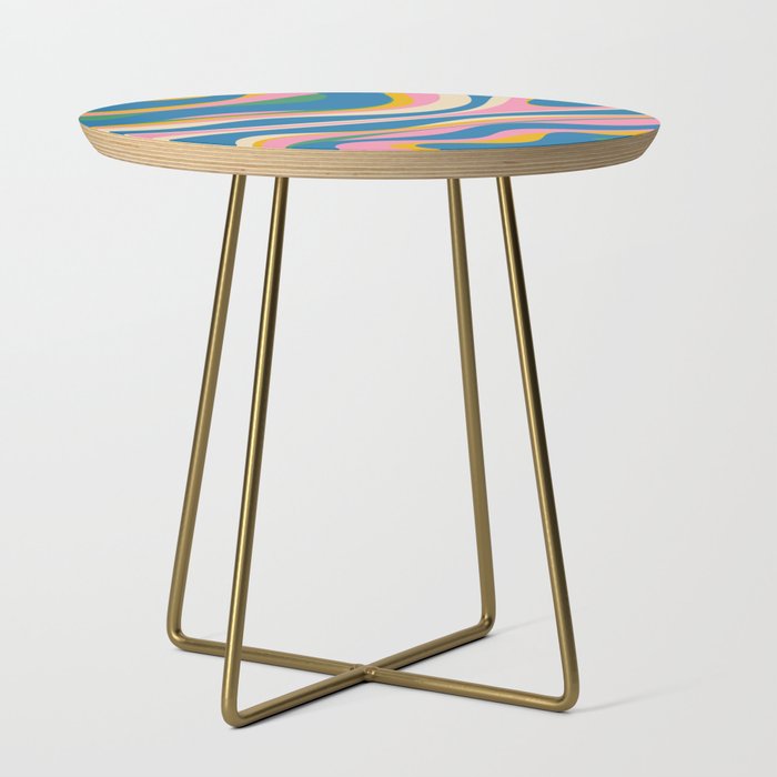Trippy Dream Retro Pop Bright and Colourful Abstract Pattern Blue Pink Mustard Green Side Table Gallery Image 1