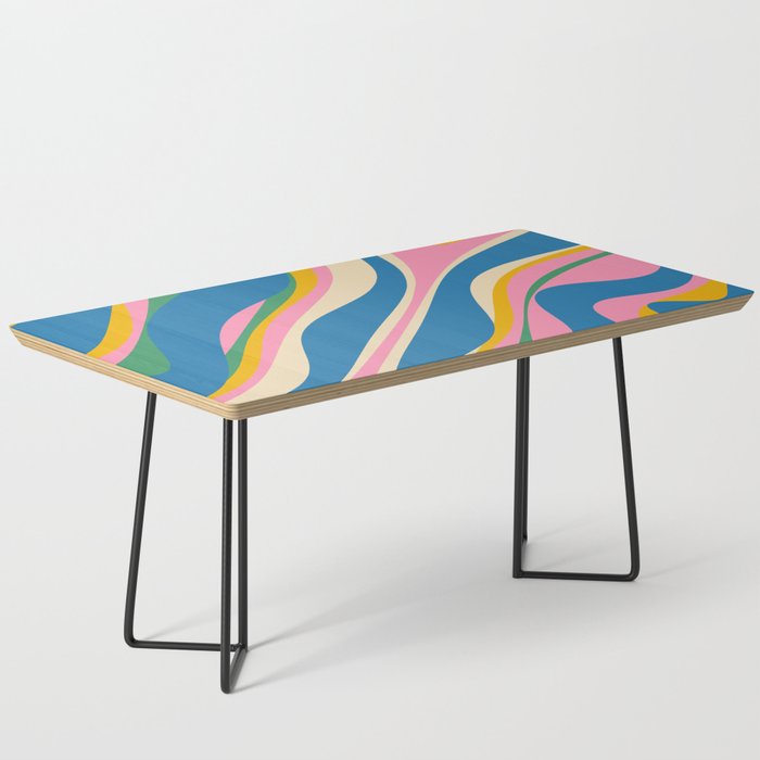 Trippy Dream Retro Pop Bright and Colourful Abstract Pattern Blue Pink Mustard Green Coffee Table Gallery Image 1
