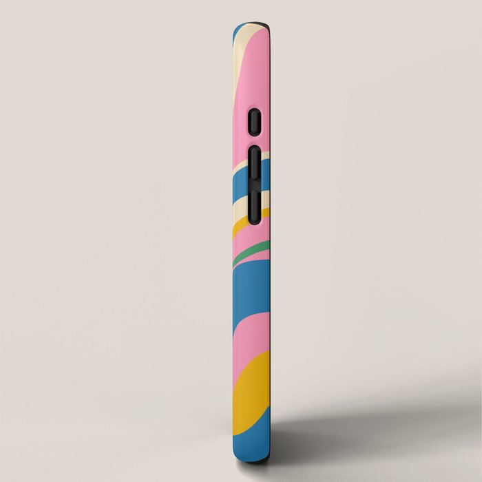 Trippy Dream Retro Pop Bright and Colourful Abstract Pattern Blue Pink Mustard Green iPhone Case Gallery Image 2