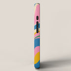 Trippy Dream Retro Pop Bright and Colourful Abstract Pattern Blue Pink Mustard Green iPhone Case Gallery Image 2