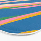 Trippy Dream Retro Pop Bright and Colourful Abstract Pattern Blue Pink Mustard Green Bath Mat Gallery Image 3