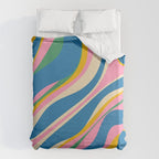 Trippy Dream Retro Pop Bright and Colourful Abstract Pattern Blue Pink Mustard Green Duvet Cover Gallery Image 6