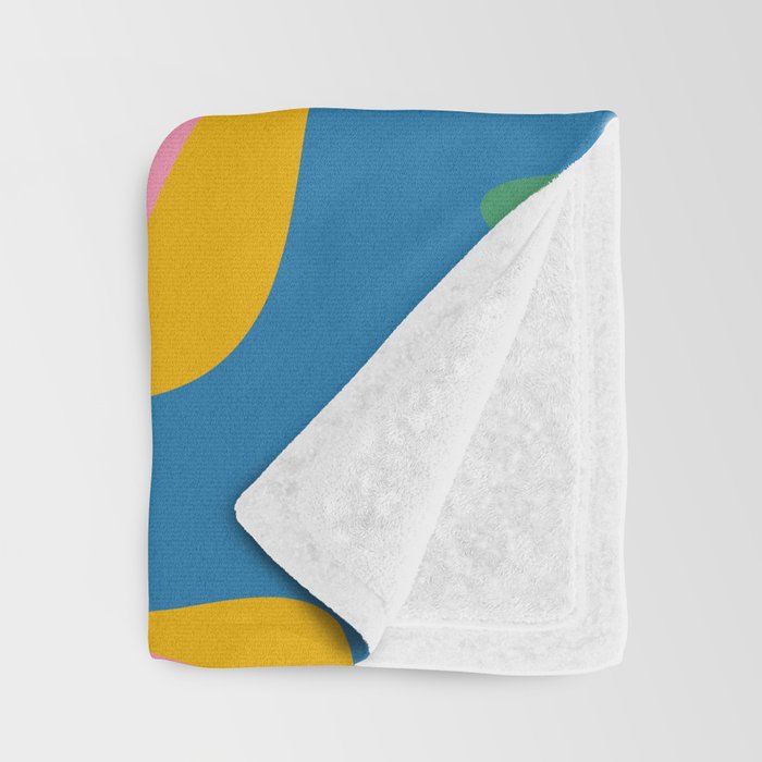 Trippy Dream Retro Pop Bright and Colourful Abstract Pattern Blue Pink Mustard Green Throw Blanket Gallery Image 3