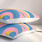 Trippy Dream Retro Pop Bright and Colourful Abstract Pattern Blue Pink Mustard Green Pillow Sham Gallery Image 3