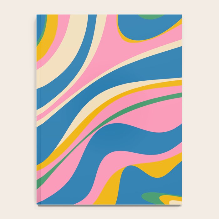 Trippy Dream Retro Pop Bright and Colourful Abstract Pattern Blue Pink Mustard Green Notebook Gallery Image 4