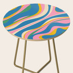 Trippy Dream Retro Pop Bright and Colourful Abstract Pattern Blue Pink Mustard Green Side Table Gallery Image 2