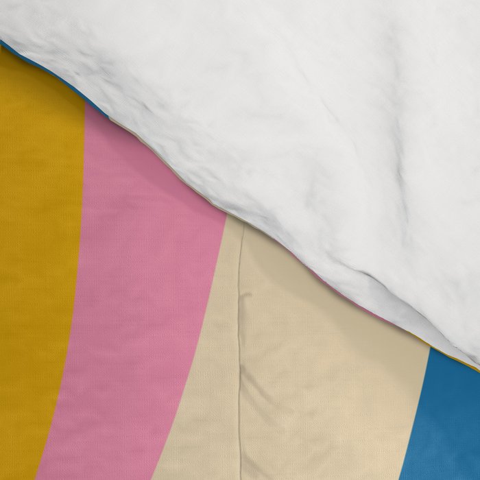 Trippy Dream Retro Pop Bright and Colourful Abstract Pattern Blue Pink Mustard Green Comforter Gallery Image 4