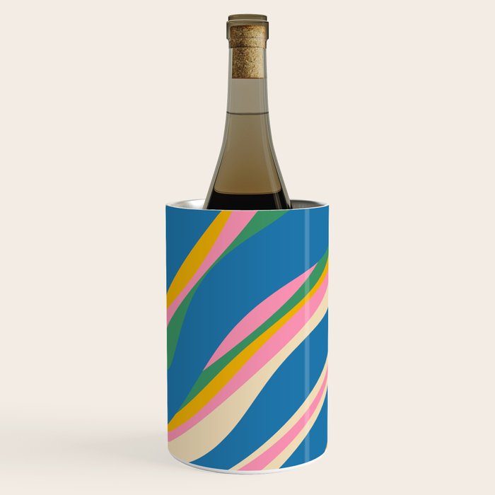 Trippy Dream Retro Pop Bright and Colourful Abstract Pattern Blue Pink Mustard Green Wine Chiller Gallery Image 2