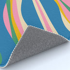 Trippy Dream Retro Pop Bright and Colourful Abstract Pattern Blue Pink Mustard Green Rug Gallery Image 4