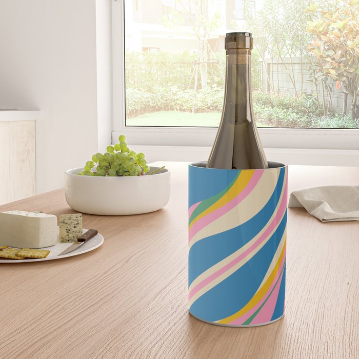 Trippy Dream Retro Pop Bright and Colourful Abstract Pattern Blue Pink Mustard Green Wine Chiller Gallery Image 4