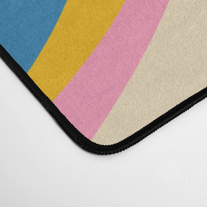 Trippy Dream Retro Pop Bright and Colourful Abstract Pattern Blue Pink Mustard Green Desk Mat Gallery Image 4