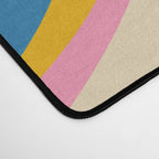 Trippy Dream Retro Pop Bright and Colourful Abstract Pattern Blue Pink Mustard Green Desk Mat Gallery Image 4