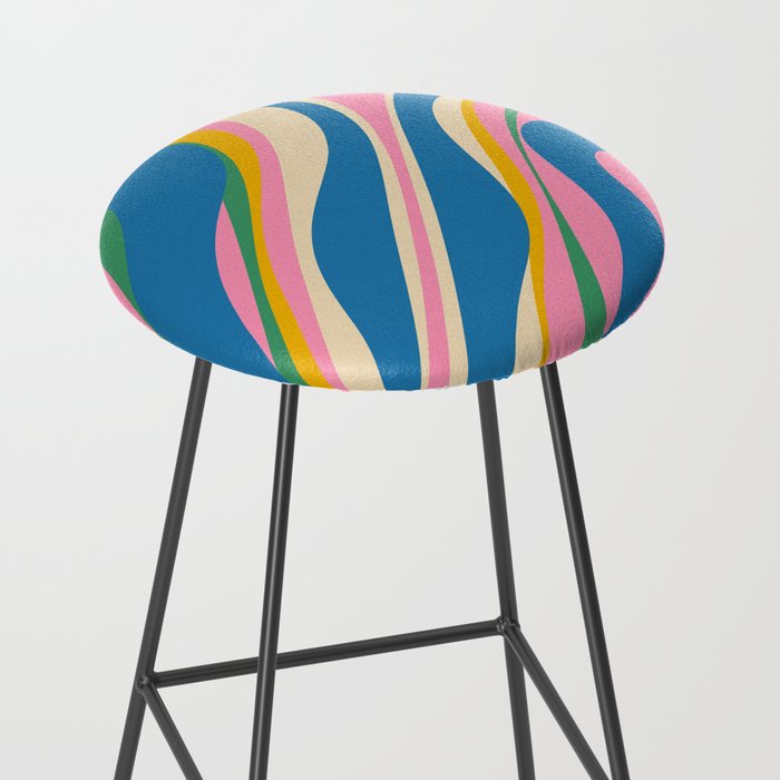 Trippy Dream Retro Pop Bright and Colourful Abstract Pattern Blue Pink Mustard Green Stool Gallery Image 2