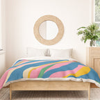 Trippy Dream Retro Pop Bright and Colourful Abstract Pattern Blue Pink Mustard Green Duvet Cover Gallery Image 3
