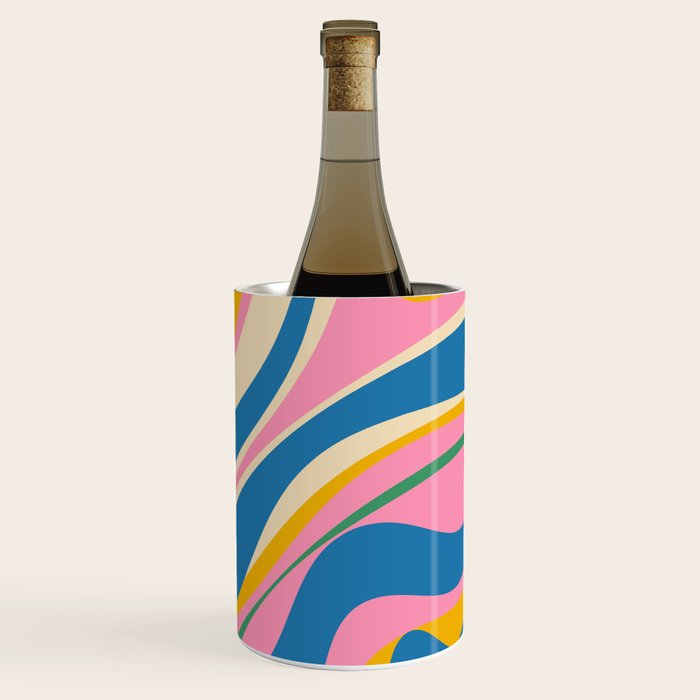 Trippy Dream Retro Pop Bright and Colourful Abstract Pattern Blue Pink Mustard Green Wine Chiller Gallery Image 3