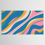 Trippy Dream Retro Pop Bright and Colourful Abstract Pattern Blue Pink Mustard Green Tablecloth Gallery Image 2