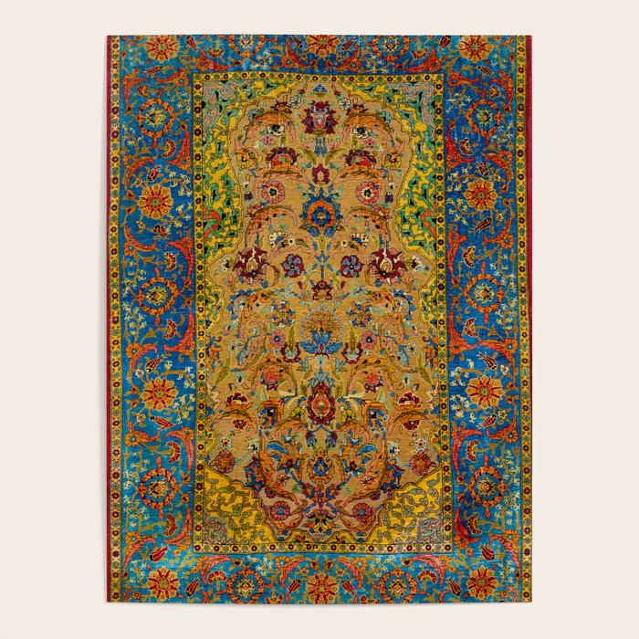 Hereke Vintage Persian Silk Rug Print Poster Gallery Image 1