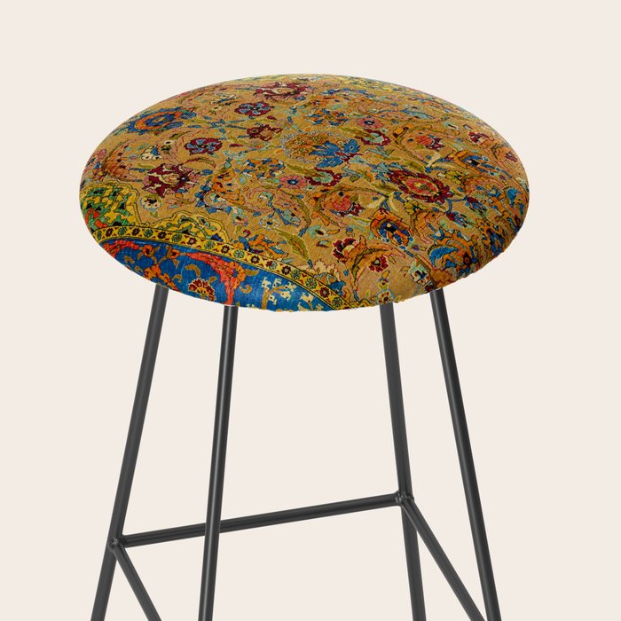 Hereke Vintage Persian Silk Rug Print Stool Gallery Image 2