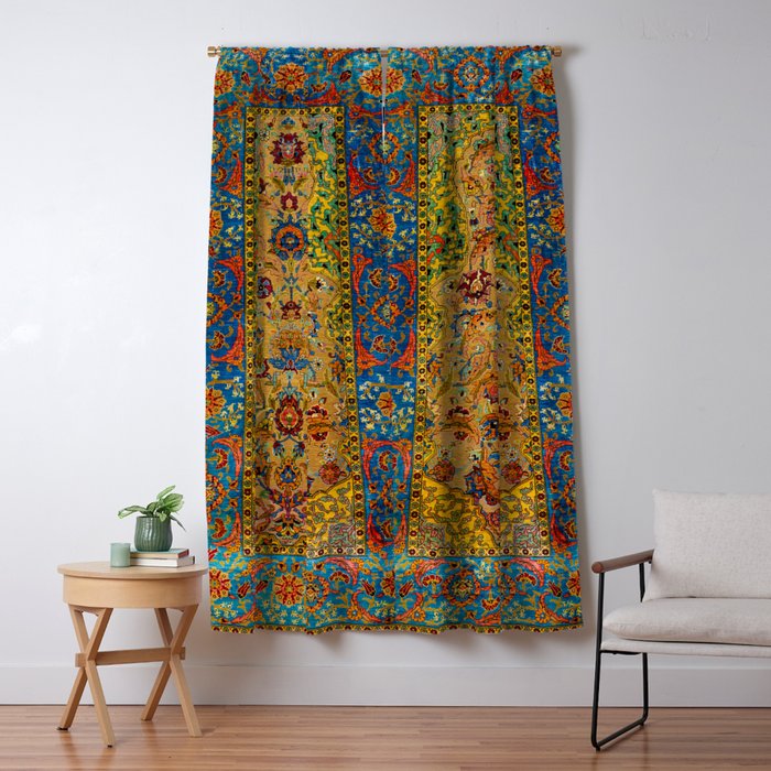 Hereke Vintage Persian Silk Rug Print Window Curtain Gallery Image 5