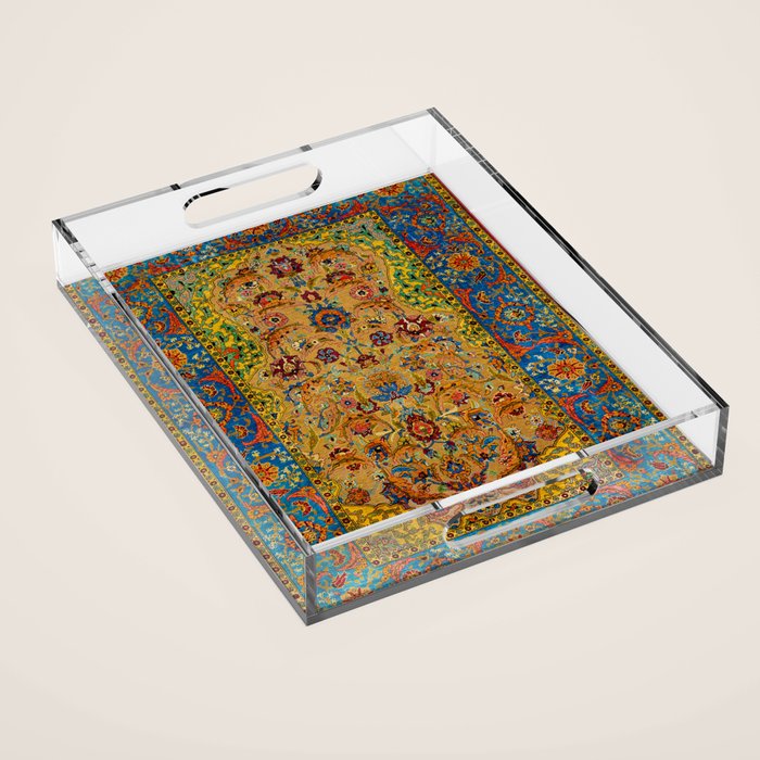 Hereke Vintage Persian Silk Rug Print Acrylic Tray Gallery Image 1