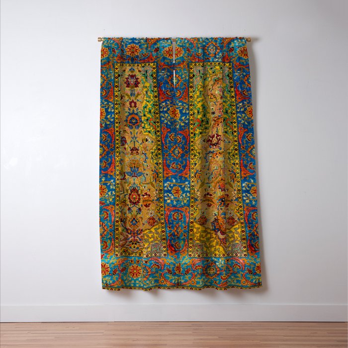 Hereke Vintage Persian Silk Rug Print Window Curtain Gallery Image 3