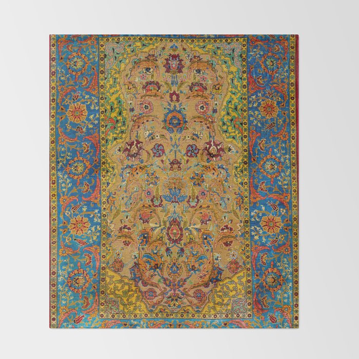 Hereke Vintage Persian Silk Rug Print Throw Blanket Gallery Image 2