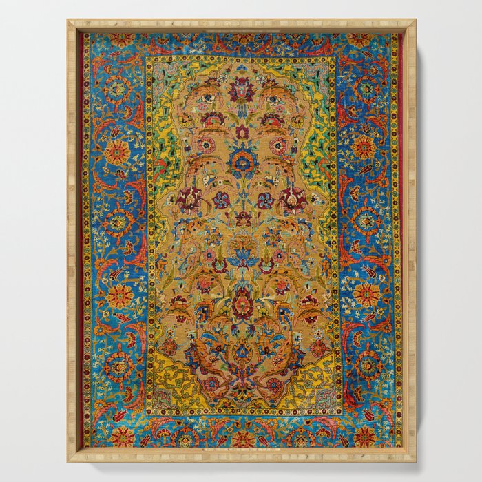 Hereke Vintage Persian Silk Rug Print Serving Tray Gallery Image 1