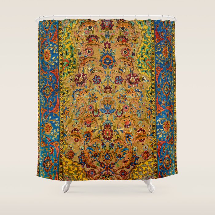 Hereke Vintage Persian Silk Rug Print Shower Curtain Gallery Image 1