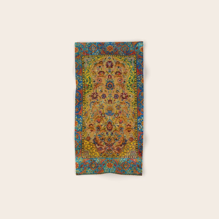 Hereke Vintage Persian Silk Rug Print Bath Towel Gallery Image 1