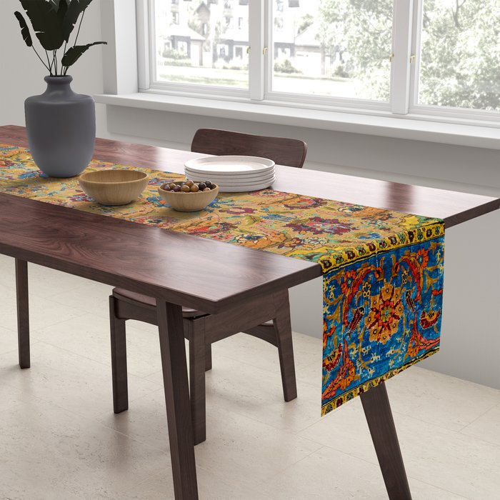 Hereke Vintage Persian Silk Rug Print Table Runner Gallery Image 2