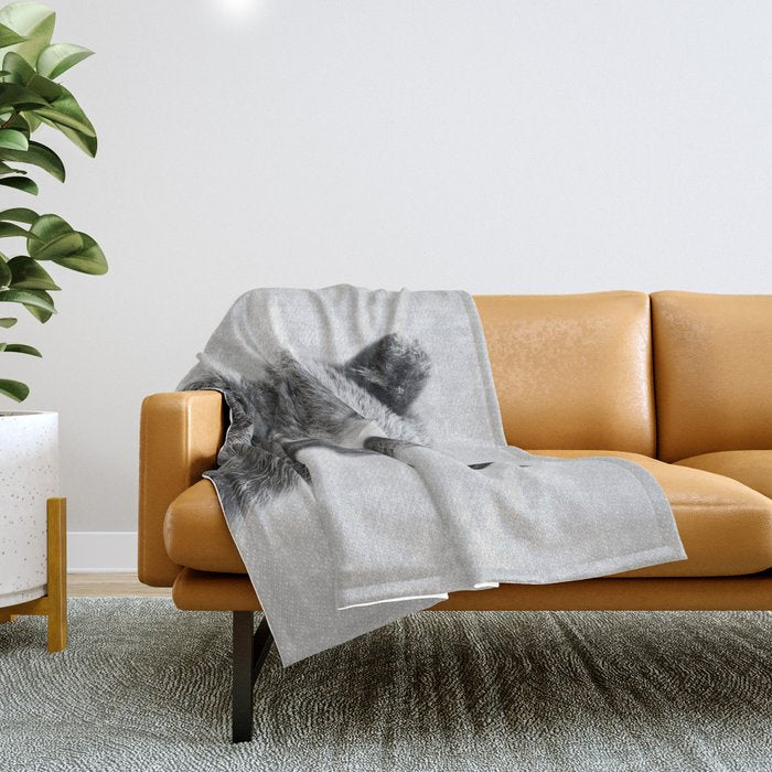Grizzly Bear - Black & White Throw Blanket Gallery Image 1