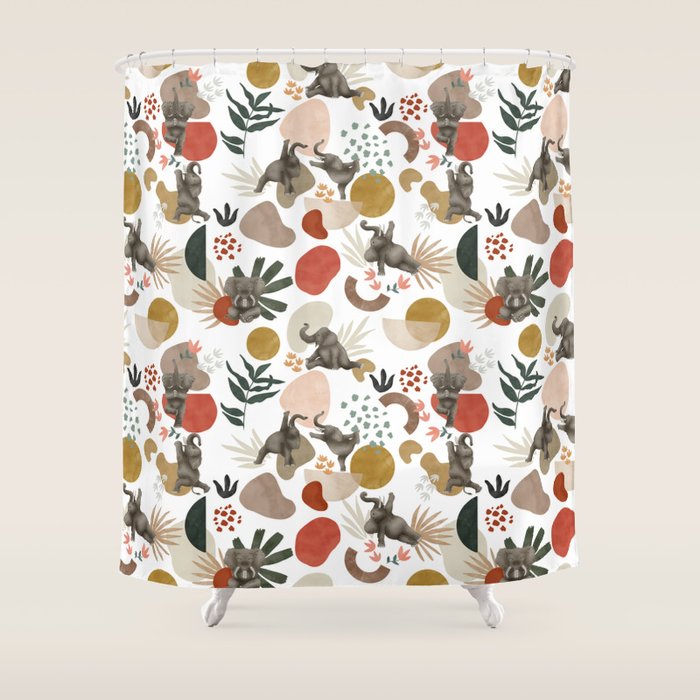 Elephant yoga 01 Shower Curtain Gallery Image 1