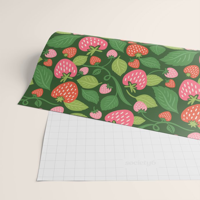 Wild Strawberries - green Wrapping Paper Gallery Image 2