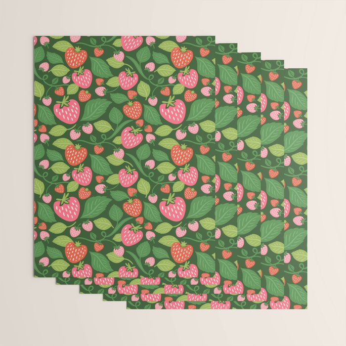 Wild Strawberries - green Wrapping Paper Gallery Image 3