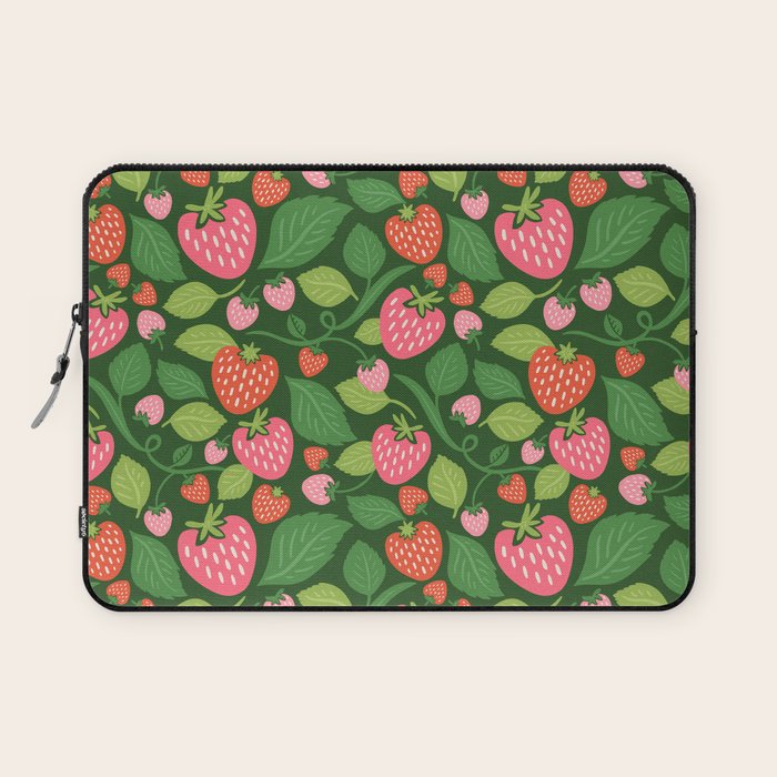 Wild Strawberries - green Laptop Sleeve Gallery Image 1